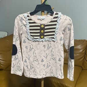 Oopsie Daisy Kids Long Sleeve Patterned Ruffled Shirt